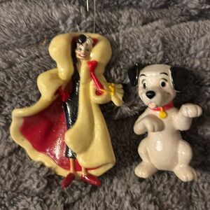 Disney Cruella Deville & Spot Christmas Ornaments